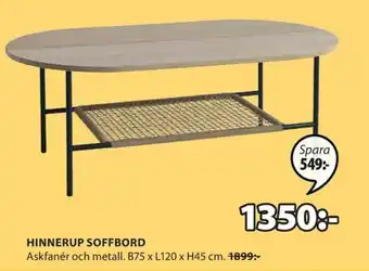 JYSK Hinnerup Soffbord B75 x L120 x H45 cm erbjuda