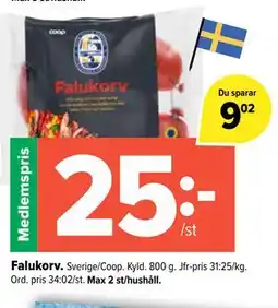 Coop Extra Falukorv, Medlemspris erbjuda