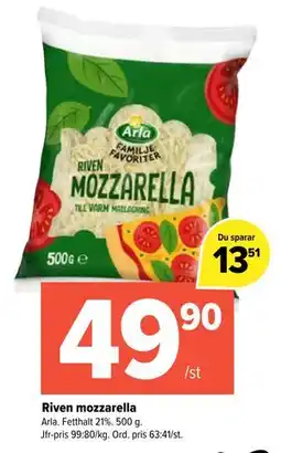 Coop Extra Riven mozzarella erbjuda