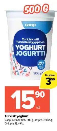 Coop Extra Turkisk yoghurt erbjuda