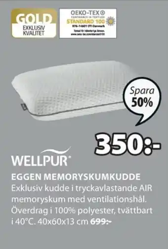 JYSK Wellpur Eggen Memoryskumkudde 40x60x13 cm erbjuda