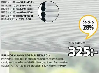 JYSK Fur Mörkläggande Plisségardin B80 x H130 cm erbjuda