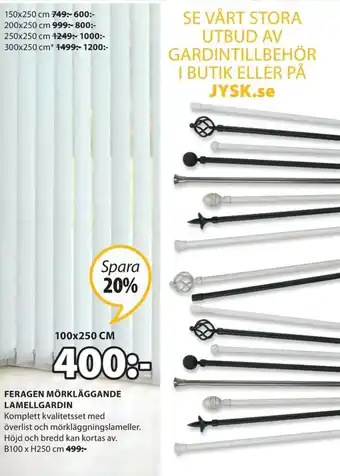 JYSK Feragen Mörkläggande Lamellgardin B100 x H250 cm erbjuda
