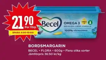 Willys Becel Bordsmargarin 600g erbjuda