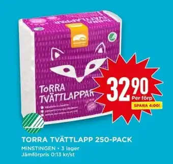 Willys Minstingen Torra Tvättlapp 250-pack erbjuda