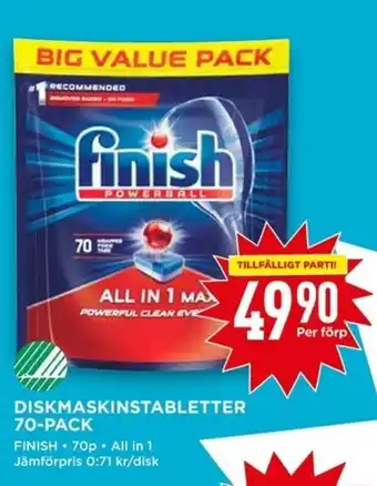 Willys Finish Diskmaskinstabletter 70-pack erbjuda