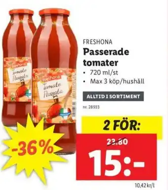 Lidl Freshona Passerade tomater 720 ml erbjuda