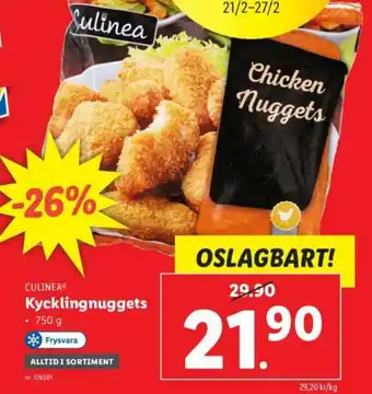 Lidl Culinea Kycklingnuggets 750g erbjuda