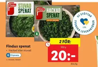 Lidl Findus spenat 500g erbjuda