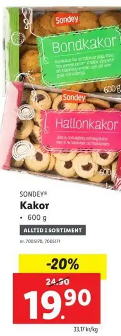 Lidl Sondey Kakor 600g erbjuda