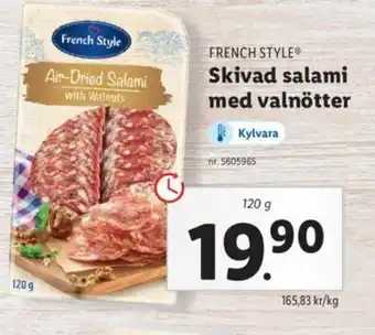 Lidl French Style Skivad salami med valnötter 120g erbjuda