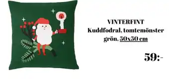 Vinterfint kuddfodral, tomtemonster grön
