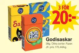 Matöppet Fazer godisaskar erbjuda