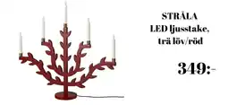 IKEA Stråla LED ljusstake, trä löv/röd erbjuda