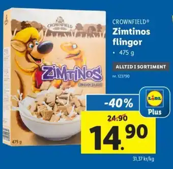 Lidl Crownfield Zimtinos flingor 475g erbjuda