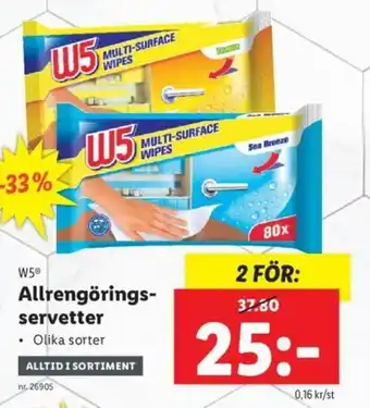 Lidl W5 Allrengörings-Servetter erbjuda