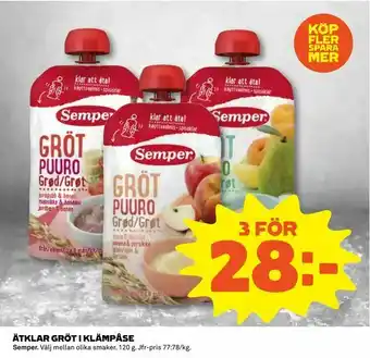 Ätklar gröt i klämpåse