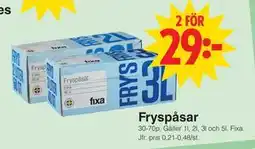Matöppet Fryspåsar erbjuda