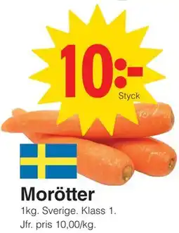 Matöppet Morötter erbjuda
