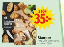 Matöppet Skorpor erbjuda