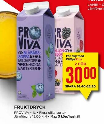 Willys Fruktdryck erbjuda