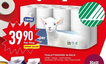 Willys Toalettpapper 16-pack erbjuda