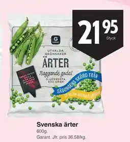 Matöppet Svenska ärter erbjuda