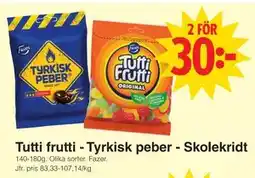 Matöppet Tutti frutti - Tyrkisk peber - Skolekridt erbjuda