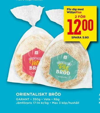 Willys Orientaliskt bröd erbjuda