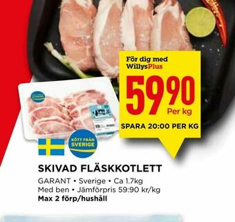 Willys Skivad fläskkotlett erbjuda
