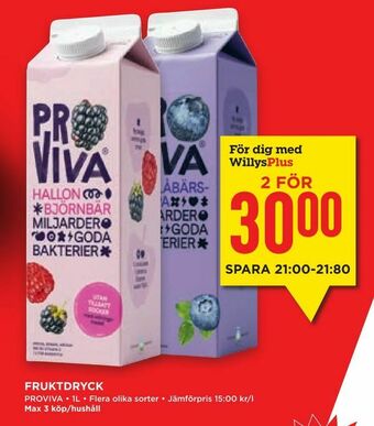 Willys Hemma Fruktdryck erbjuda