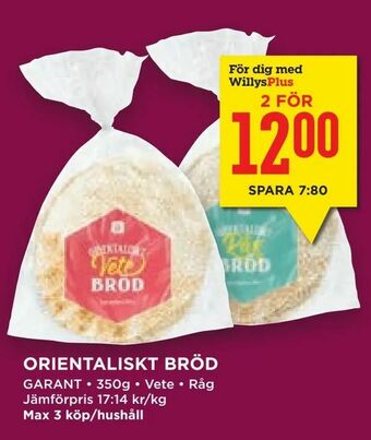 Willys Hemma Orientaliskt bröd erbjuda