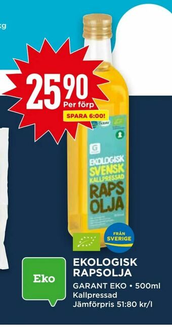 Willys Ekologisk rapsolja erbjuda