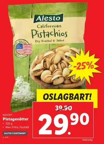 Lidl Alesto Pistagenötter 250g erbjuda