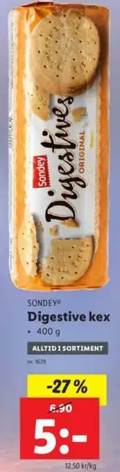 Lidl Sondey Digestive kex 400g erbjuda