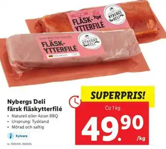 Lidl Nybergs deli Färsk Fläskytterfilé 1kg erbjuda