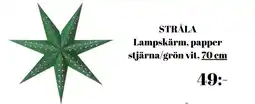 IKEA Stråla lampskärm papper stjärna grön vit erbjuda