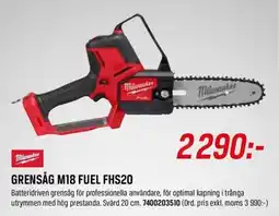 Swedol Milwaukee grensåg m18 fuel fhs20 erbjuda