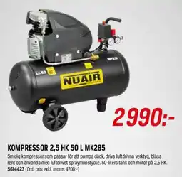 Swedol Nuaire kompressor 2,5 hk 50 l mk285 erbjuda