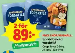 Stora Coop Sprödbakad torskfilé, Medlemspris erbjuda