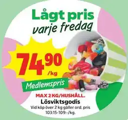 Stora Coop Lösviktsgodis, Medlemspris erbjuda