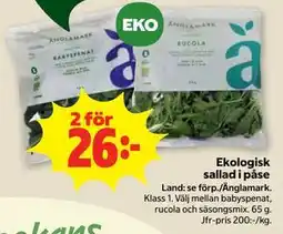 Stora Coop Ekologisk sallad i påse erbjuda