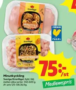 Stora Coop Minutkyckling, Medlemspris erbjuda