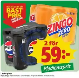 Coop Läsk 6-pack, Medlemspris erbjuda