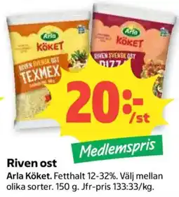 Coop Arla Köket Riven ost erbjuda