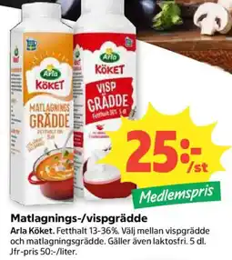 Coop Arla Köket matlagnings-/vispgrädde erbjuda
