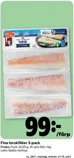 Coop Findus fina torskfiléer erbjuda