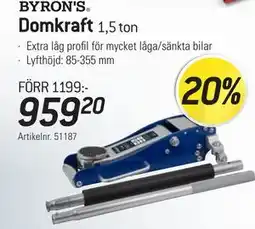 thansen BYRON'S Domkraft 1,5 ton erbjuda