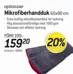 thansen optimize Mikrofiberhandduk 60x90 cm erbjuda
