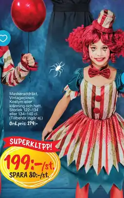 Leklust Maskeraddräkt vintageclown erbjuda